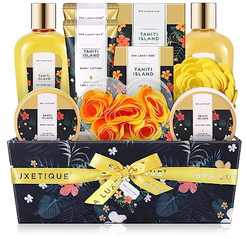 Spa Luxetique Cadeau Femme, Lot de 12 Cadeaux de Bain avec huile essentielle de Tahiti, Cadeau de Noël pour Maman, Cadeau pour Maman, Cadeau d'anniversaire pour Elle, Cadeau Fête des Mères