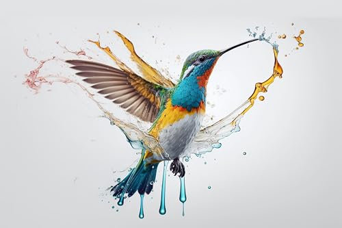 adrium Acryl-Bild 80 x 50 cm: Kolibri mit Spritzern und Wassertropfen. Gemischte Medien (201655169)