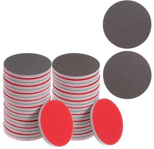 sourcing map Set di 40 spugne abrasive da 7,6 cm, grana 2000, grana 3000, con gancio e anello, per lucidatura a secco/umido, per auto, legno, cartongesso, metallo