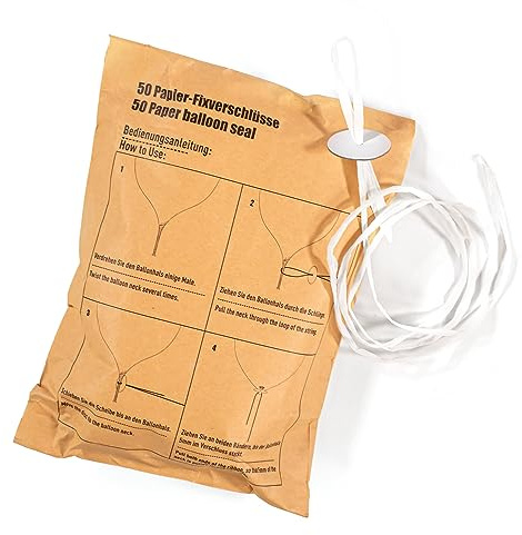 Fix-Verschlüsse inkl. PAPIER-Halteband, biologisch abbaubar, 50 St., für Gasbefüllung