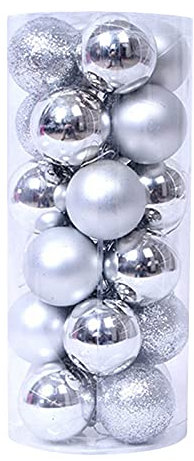 Hängematte Outdoor Mit Gestell 24 STÜCK Baumschmuck Ornamente Weihnachtskugeln Dekorationen Weihnachtskugel Weihnachten Wohnkultur Schaukel Befestigung Beton (Silver, One Size)