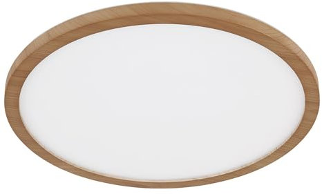 GLOBO Deckenleuchte Badezimmer Badezimmerleuchte Holzoptik Deckenlampe dimmbar Bad, Backlight, 1x LED 18W 1600Lm warmweiß, DxH 29,4x2,5 cm