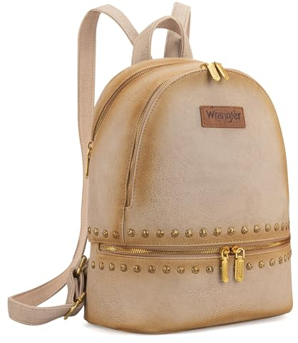 Wrangler Montana West Western-Rucksack, Geldbörse für Damen und Herren, mittelgroß, Kunstleder-Rucksack mit Fach, Khaki-Rucksack, Rucksack, Rucksäcke