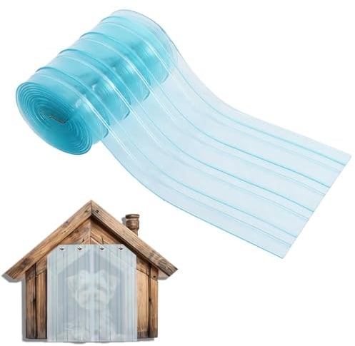 Gekufa Rideau de Porte pour Niche à Chien, Rideau Laniere PVC 3.6m*20cm (avec 2pc Metal Strips), Rideau à Lanières Transparent Isolant Thermique et Résistant au Froid pour Porte de Maison de Chien DIY
