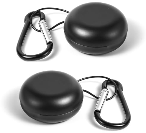 2St Ohrstöpsel Etui, Tragbare Aufbewahrungsbox mit Schlüsselanhänger, für Reisen, Outdoor Aktivitäten, Schlüsselanhänger, Aufbewahrung von Ohrstöpseln, Schmuckstücken, Pillen (Schwarz)