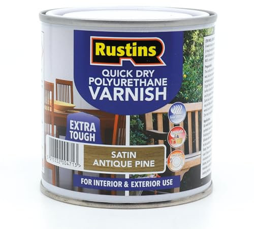 Rustins Quick Dry Polyurethane Varnish Satin Antique Pine 250ml
