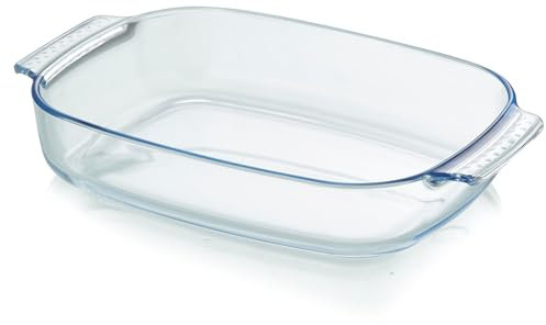 KHG Auflaufformen aus Glas 2,7 Liter oval für kalte & warme Speisen, spülmaschinenfest, mikrowellengeeignet, Glasbräter Glasform Backform, 34x22x6 cm