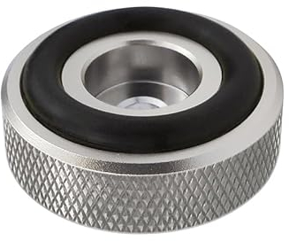 Dynavox Juego de 4 Patas de Aluminio moleteadas para Dispositivos de Alta fidelidad, como Altavoces, amplificadores y Tocadiscos, Color Plateado