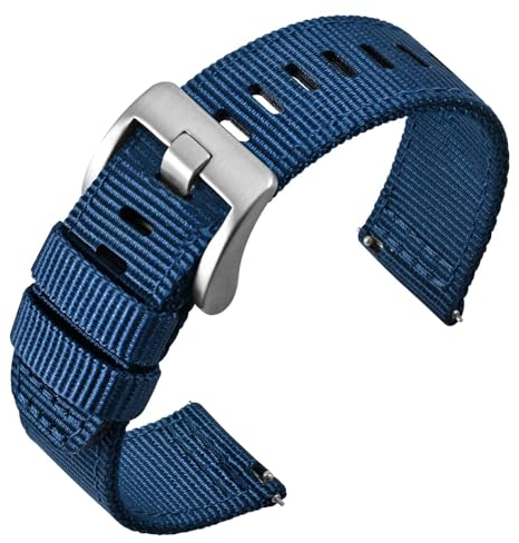 ANNEFIT Nylon Militär Uhrenarmband 22mm, Schnalle aus Edelstahl, Schnellverschluss Aatmungsaktive Armband für Herren Damen (Blau)