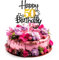 AHQiZFX Happy 50th Birthday Cake Topper, Black Gold Glitter Cheers to 50 Years Birthday Cake Pick 50 Fabulous Cake Decoration for Happy 50th Birthday Anniversary Party Supplies(50th)