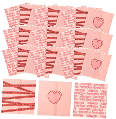 FRCOLOR 30 Stück Haushalts Keksbeutel Mit Liebe Motiv Und Englischem Schriftzug Rosa Papiertüten Mit Schleifenband Wiederverwendbar Für Süßigkeiten Und Geschenkverpackung