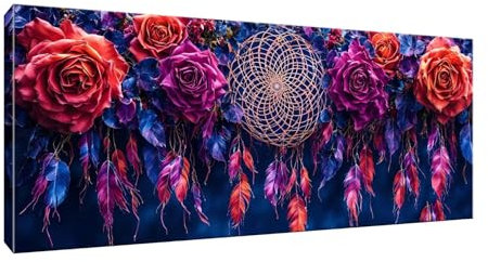 5D DIY Diamond Painting Kits Vollbohrer Groß 20x50cm, Dreamcatcher Rose Diamant Painting Kunst Bild Kit, Leinwand Kreuzstich Stickerei Nach Zahlen Painting Zubehör für Erwachsene/Wand/Wohnkultur G-55