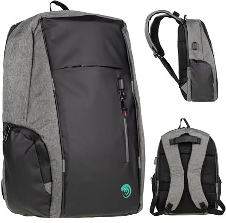 VINRETAL Zaino Porta PC Uomo 15,6 Pollici - Zaino Impermeabile uomo in Tessuto Oxford - Design Moderno USB e Fascia Valigia Nero/Grigio