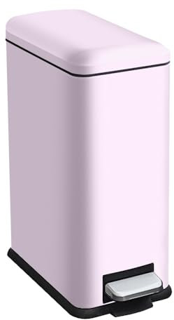 JM ·YIPENG Mülleimer mit Deckel 10L,Edelstahl Mülleimer Bad,Klein Abfalleimer Bad,Tretmülleimer Edelstahl für Badezimmer, Schlafzimmer und Büro,Rosa