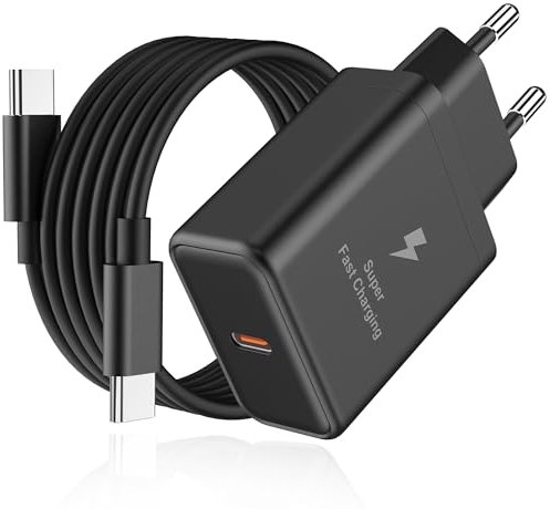 Cargador USB C Carga Rapida for Samsung- 45W Enchufe Tipo C Adaptador Cabezal Compatible Galaxy S25/S24/S23/S23+/S23 Ultra/S22/S21/S20/Note20/A73/A53/S10 con 2M Cable Poamnfn