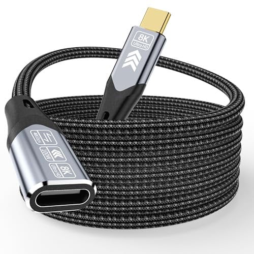 HOTUTUKI alargador tipo c 3m Compatible con alargador usb c thunderbolt 4,40Gbps cable usb c macho hembra 240W Carga 8K@60Hz Transmisión de Vídeo Compatible con Thunderbolt 3 extension