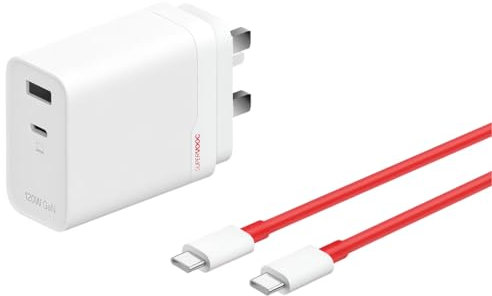 OnePlus SUPERVOOC 120W Schnellladegerät, GaN Netzteil mit Zwei Anschlüssen und Type C Flash Kabel, 65W PD und PPS Ladeprotokolle, kompatibel mit OnePlus 13/13R/Nord5/CE5