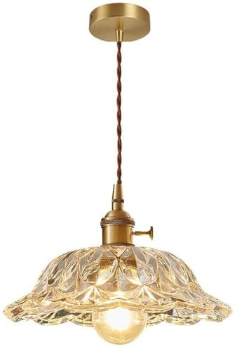 LUOYAOB Modern Pendelleuchte Hängeleuchte aus klarem, 1-flammig, moderner Kronleuchter im Landhausstil for Kücheninsel, Beleuchtung über der Spüle, höhenverstellbar(20 * 13cm)