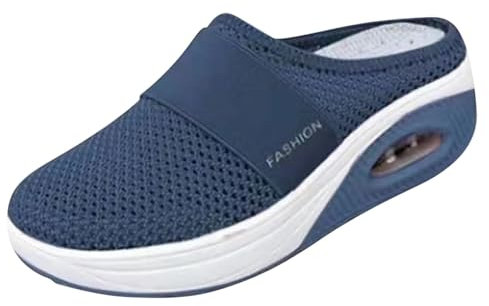 HEONSATI Scarpe Ortopediche Donna Ciabatte Zeppa Cuscino D'aria Leggere Elegante Sandali Casual a Punta Chiusa Antiscivolo Pantofole Ortopedici Sportive Comode Sandalo Estive Mesh Memory Foam Morbida