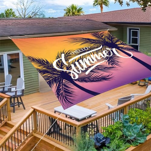 ENEN Sonnensegel Wasserdicht Quadrat Sonnensegel Balkon Sonnenschutz Schutz Windschutz Schattennetz Camping Reißfest Wetterfest für Garten Terrasse, Sommer-Style (Orange und Pink,2x2m)
