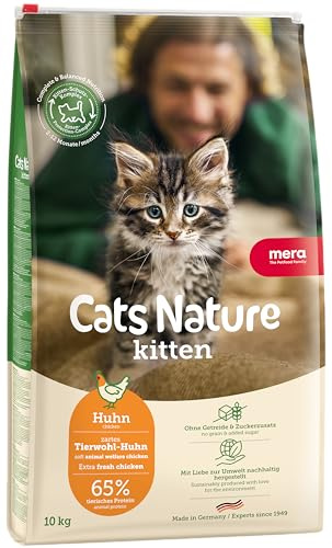 MERA Cats Nature Kitten Huhn 10kg Katzenfutter trocken ohne Getreide | Hochwertige Rezeptur mit Colostrum - Alleinfuttermittel, Monoprotein, hoher Fleischanteil, magenschonend, Familienunternehmen