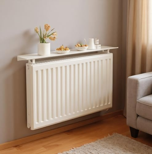 Étagère Radiateur Flottante, Cache Radiateur Blanc 15cm sans Perçage, Support en Alliage d'Aluminium(80cm)
