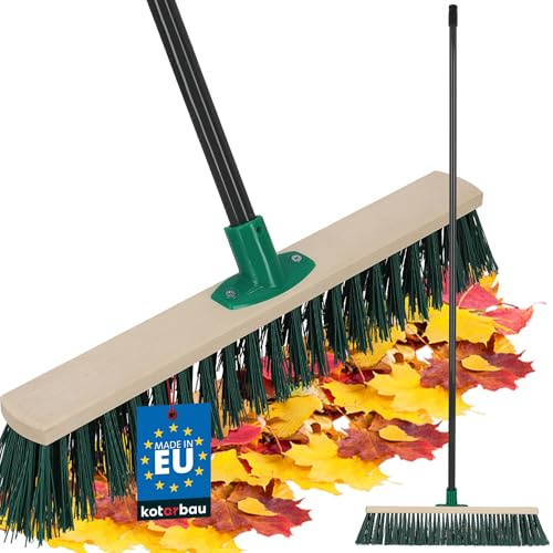 KOTARBAU® Escoba - Cepillo Barrendero - Madera de Haya - 50 cm - Cepillo Industrial - Exterior de Escoba - Escobas para Barrer - para Jardín Terraza - Verde - con Mango de Metal