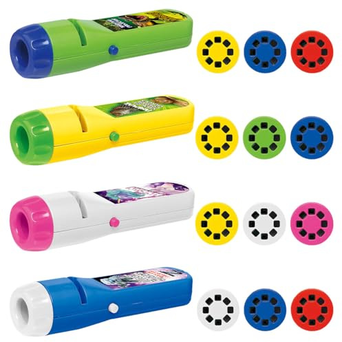 Playtastic Kinderspielzeug: 4er-Set Kinder-Projektor-Taschenlampen, 96 verschiedenen Bild-Motiven (Diaprojektor-Taschenlampe)