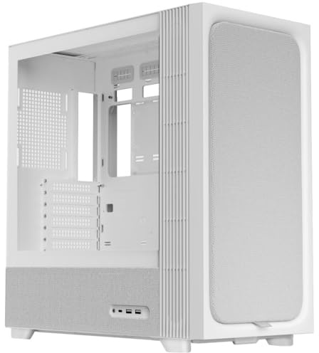 TRYX FLOVA F50 ATX Midi-Tower PC-Gehäuse Weiß |High-Airflow Silent Gaming Case, 420 mm GPU, 360 mm Radiator, USB-C 3.2, Hartglas-Seitenteil & Stoffbezug
