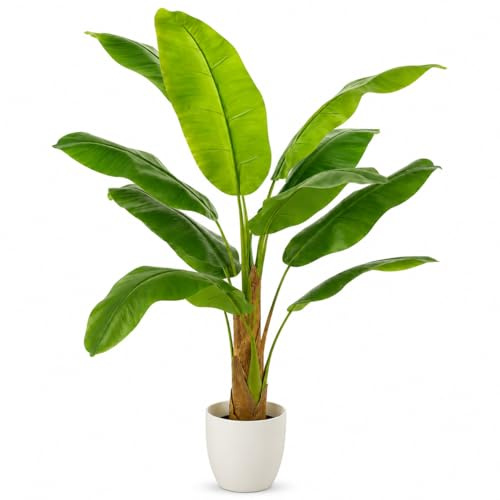 edihome, Pianta Decorativa da Interno – Banano Artificiale 120cm – Grande Pianta Tropicale Realistica per Casa, Ufficio, Hotel, Centri Commerciali – Decorazione Interno/Esterno