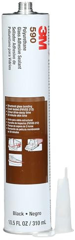 3M Paste Black Polyurethane Glass Adhesive Sealant, 310 mL, 3 hours full cure time, 25-40 minutes initial hardening time