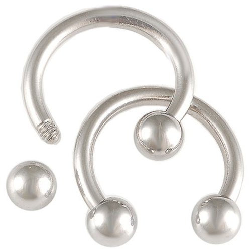 Bodyjewelry AEJH Piercingring für Augenbrauen/Lippen/Ohren/Tragus, 16 g, 1,2 mm, 8 mm, Stahl, 2 Stück