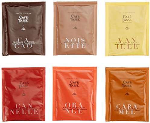 Café Tasse Trinkschokolade in 6 verschiedene Geschmacksrichtungen á 20 Sachets (Orange, Vanille, Haselnuss, Karamell, Zimt und Intense), 1er Pack (1 x 2.4 kg)