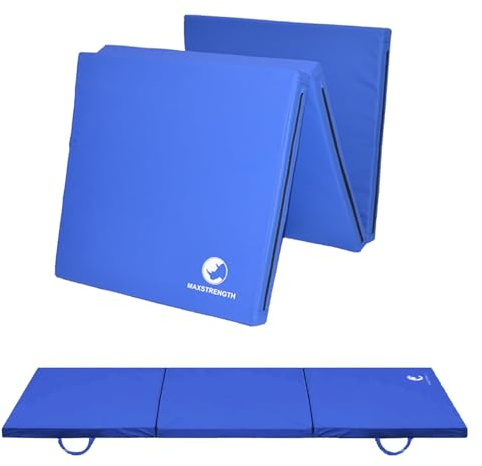 Maxstrength Yogamatte, dreifach faltbar, extra dick, rutschfeste Gymnastikmatte - weiche Schaumstoffmatte - Gymnastikmatte 183 cm lang & 61 cm breit - Fitnessmatte mit Tragegriff - Workout-Matten