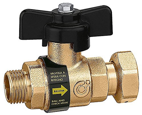 Sferaco - Robinet compteur eau - Vanne à sphère compteur droit avec clapet anti-retour Mâle 1/2 (15x21) - écrou tournant 3/4 (20x27)