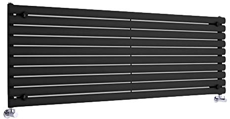 MILANO Black Horizontal Single Oval Panel Radiator 590 x 1790mm