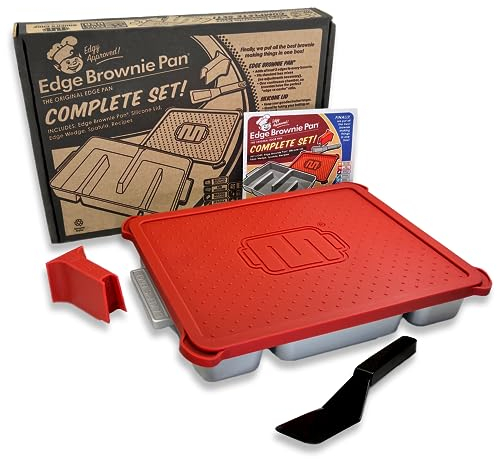 Edge Brownie Pfanne Komplett-Set (inkl. Pfanne, Deckel, Keil, und Spatel)