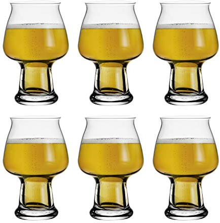 Luigi Bormioli Birrateque Set of 6 Cider Glasses - 500ml / 50cl / 17oz - Craft Beer Style Design - Lead Free Crystal Glass - Break Free & Dishwasher Safe