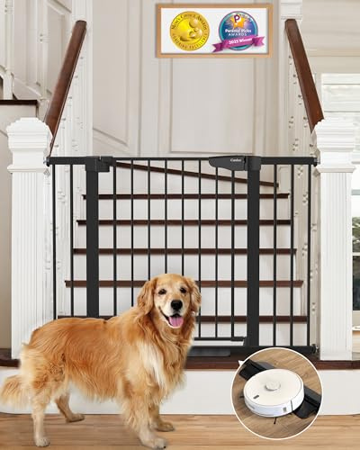 Cumbor 30-46 Baby Gate for Stairs, Auto Close Dog Gate for the House Black