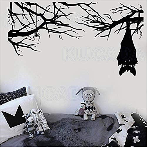 Vinyll Frohe Weihnachten Wandtattoo Cartoon Gothic Spinne Fledermaus Halloween Glas Aufkleber Diy Dekoration Tapete 79X43 Cm Wandaufkleber Tapete 3D