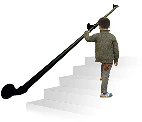 Brüstung für Außen treppen An der Wand montiert, Industrie Matt-schwarz Rohr Eingangsgeländer Treppengeländer Sicherheit rutschfest Brüstung Handlauf, Wandhalterungen Treppenhaus oder Kellereingang