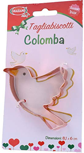 Graziano, Tagliabiscotti a Forma di Colomba, Realizzato Interamente in Acciaio Ramato, Ideale per Biscotti Classici, Ideali per Feste di Compleanno per Bambini