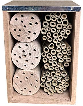 Dehner Natura Premium Insektenhotel Faros, Insektenhaus / Nistkasten für Bienen/Schmetterlinge/Käfer, ca. 23 x 11 x 16 cm, Buchenholz/Bambus, natur