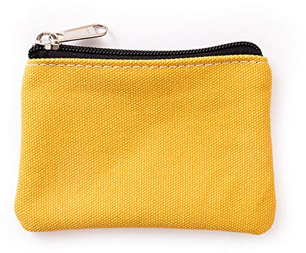 Hibate Small Canvas Coin Purse Holder Wallet Zip Pouch Money Purses Bag for Women Men Kids (Yellow)