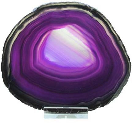 Steinfixx Achatscheibe mit Acryl Ständer I Edelstein I Heilstein I Glücksstein I Chakra-Stein I Brasilien (lila)