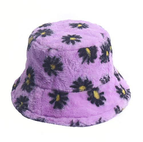 YAMEE Winterhut für Damen, warme Mütze, niedliches Muster, Kunstfell, Fischermütze, 1003-Lila, Einheitsgröße