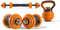 BOUDECH - F.E.D. 4in1 - Hantel-Set, Langhanteln, Griffe und Kugelhanteln, 20 kg, verstellbar, aus verzinktem Stahl und Gusseisen mit ergonomischen Gummi-Hülsen