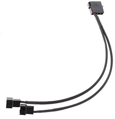 MEIBAOGE 4-Pin Molex Male To 2x 3-Pin/4-Pin PWM Male Sleeved Fan Extension Adapter Cable,Adapter Cable-Black