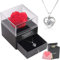 Handgefertigte konservierte Rosen schmuck-Geschenk Box mit Splitter Halskette für sie, Infinity Rosen, Muttertag, Weihnachten, Jahrestag, Valentinstag, Hochzeitstag Geschenke für Sie Freundin Frauen
