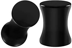 Inconnu 2 PCSTunnels de Chair Tunnels d'oreille 6mm Piercing Tunnel Acrylique 2G Forme Ronde Noire Piercing Tunnels Expansion Oreille Dilatation Piercing Bijoux